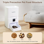 Automatic Pet Feeder, White 6L Cat Food Dispenser, Supports 5G & 2.4G, with 1080P HD Night Vision 142° Camera, APP Remote Control, Customizable Portion Sizes, Low Food & Motion Alerts