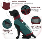 Dog Sweaters for Large Dogs, Warm Turtleneck Sweater with Leash Hole, Thermal Winter Knitwear for Cold Weather Walk Sleep, 2XL Dog Christmas Sweater for Pitbull Clothes, Green XXL