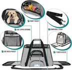 PetAmi Airline Approved Pet Carrier for Cat, Soft Sided Dog Carrier for Small Dogs, Cat Travel Supplies Accessories for Indoor Cats, Ventilated Pet Carrying Bag Medium Large Kitten Puppy, Small Gray