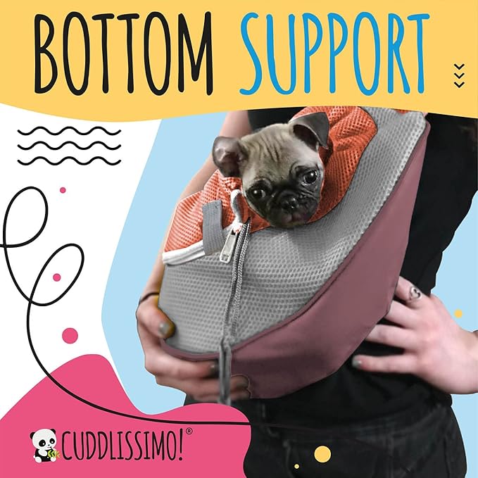 Pet Sling Carrier - Soft Front-Chest Holder Bag Pouch for Small Pets (Ideal for Dogs, Puppies & Cats 6–10 lbs) - Carefully Sized for Yorkie, Maltese, Chihuahua, Papillon Doggy -(Red-L)