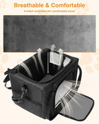 PETUX Small Cat Carrier - Pet Carrier Airline Approved for Kitten Under 10 lb - Escape-Proof, Foldable & Portable Cat Carriers for Travel, Vet Visits with Removable Bag, Safety Buckle ＆ Leash - Black