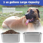2 Gallons Large Dog Water Bowl, 2PCS Stainless Steel Metal Dog Bowls, Large Capacity Pet Food Bowl Water Dish for Indoor and Outdoor Universal for Medium to Giant Dogs 12.6''×8.7''×5.9''