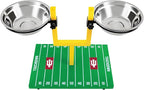 NCAA Indiana Hoosiers Goalpost Football Field Dog Feeder – Adjustable Elevated Dog Bowls with Stand, 2 Stainless Steel Bowls, Non-Slip Rubber Feet, Raised Pet Feeder for Large & Small Dogs