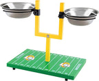 NFL Los Angeles Rams Goalpost Football Field Dog Feeder – Adjustable Elevated Dog Bowls with Stand, 2 Stainless Steel Bowls, Non-Slip Rubber Feet, Raised Pet Feeder for Large & Small Dogs, Cats.