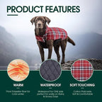 Kuoser Warm Dog Coat, Waterproof Dog Jacket for Extra Large Dogs, Adjustable Durable XXXL Doggie Winter Coat Reversible Puppy Cold Weather Apparel for Large Breed, Red 3XL
