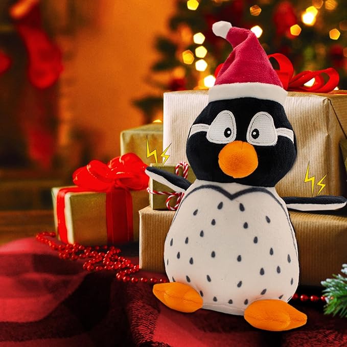 Dog Toys Squeaky Interactive Puppy Teething Chew Toy Stuffed PP Cotton Crinkle Sound Paper Tail,Penguin Shape for Large Medium Small Breeds Indoor Outdoor Play