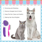 Cat Brush for Shedding, Cat Hair Brush with Release Button for Indoor Cats Dogs Self Cleaning Grooming(Purple)