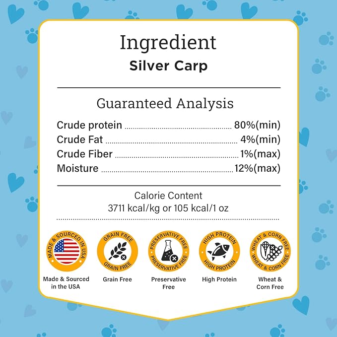 Ruff Town Dog Treats – Human Grade Silver Carp, Dehydrated Single Ingredient | High Protein & Omega Fatty acids for Dogs, Cats | Hypoallergenic, Ideal for All Breeds & Sizes, Made in USA (3 oz)