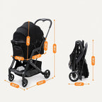 Dog Cat Stroller, Suitable for Dogs and Cats Weighing No More Than 66 Pounds, Foldable 4 Wheels Pet Strollers, Travel Small Dog Pet Stroller with 4 Wheels (Black)