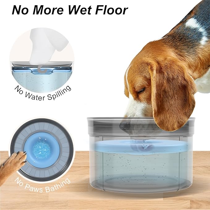 1Gallon No Spill Dog Water Bowl-3.8L Large Capacity, BPA-Free, Anti-Splash & Anti-Digging Design with Non-Slip Base, for Messy Drinkers