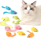 12PCS Rattle Cat Mouse Toys also Prefilled Catnip, 2.36” Mice Body Size, Faux Fur Cat Mice Toys with Plastic Body, Interactive Catnip Toys for Indoor Cats Play Fetch