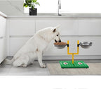 NFL Kansas City Chiefs Goalpost Football Field Dog Feeder – Adjustable Elevated Dog Bowls with Stand, 2 Stainless Steel Bowls, Non-Slip Rubber Feet, Raised Pet Feeder for Large & Small Dogs, Cats.