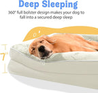 Orthopedic Washable Large Dog Bed - Egg Foam Dog Bed for Large and Medium Dogs Big Pet Beds with Removable Washable Cover and Bolster Non-Slip Bottom