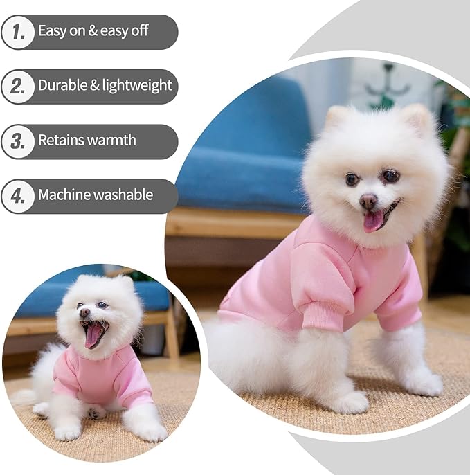 BINGPET Dog Hoodies - Fleece Lined Fall Dog Puppy Sweatshirt Soft Warm Sweater Winter Hooded Clothes for Small Medium Large Dogs & Cats