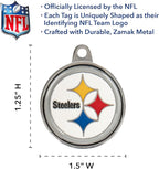 Pittsburgh Steelers Engraving Pet ID Tags in 32 Team Logo Shapes - Personalized Dog & Cat Tags with 3 Lines of Customizable Text for Tracking & Safety - Stainless Steel