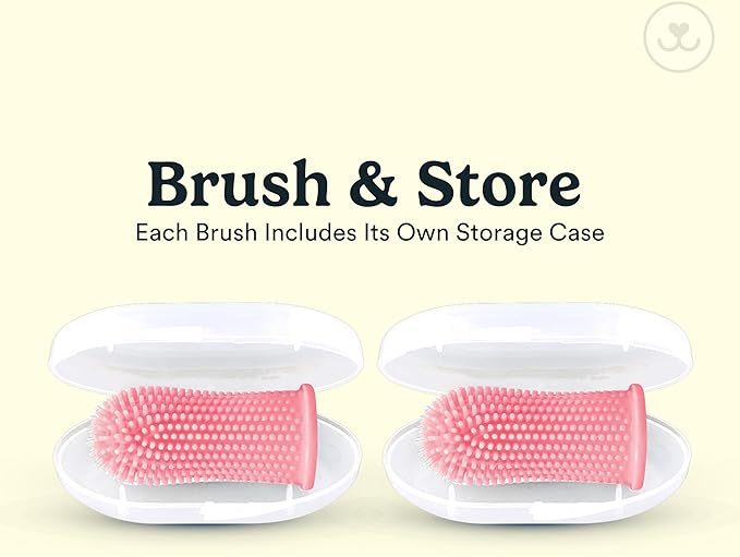 Jasper Dog Toothbrush, 360º Dog Tooth Brushing Kit, Cat Toothbrush, Dog Teeth Cleaning, Dog Finger Toothbrush, Dog Tooth Brush for Small & Large Pets, Dog Toothpaste Not Included - Pink 2-Pack