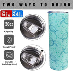 Sea Turtle Tumbler With Lid and Straw Sea Turtle Stuff Gifts for Women 20 oz Insulated Stainless Steel Skinny Tumbler Water Bottle Travel Mug Wine Cups