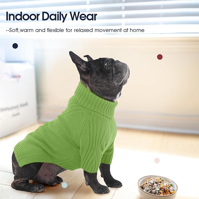 IECOii XXL Dog Sweater,Thermal Knit Big Dog Sweater with Sleeve,Pet Turtleneck Doggy Sweatshirt for Extra Large Dogs Boy Girl,Stretchy Large Dogs Cold Weather Outfit Pitbull Clothes,(Grass Green,XXL)