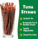 Tuna Jerky Straws Dog Treats – Single Ingredient, All-Natural Dehydrated Fish Jerky Treats – High Protein, Low Fat, Grain Free, High in Omega-3 – Made in USA – 7 oz Jar