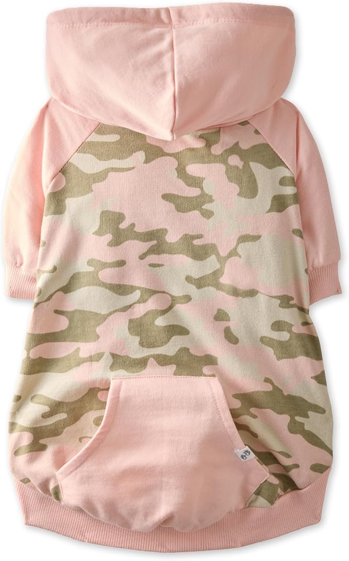 Rocky – The Orginal Lightweight Hooded TEE 100% Organic Cotton Dog Hoodie Pet Coat Sweater for Small, Medium, Large Dogs, Pink Half Camo, Medium
