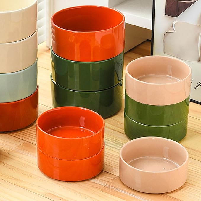 Petygooing Ceramic Dog Bowl Set with Stand,Small Dog Bowls,Cat Dog Food and Water Bowl,Anti -Slip Set of 2 Cat Dog Bowls-Dog Food Bowls- Dog Bowls Small Size Dog 13.5 OZ (5.1In / 1.7 Cups) Rust Red