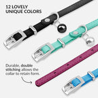 CollarDirect Leather Cat Collar with Bell - Kitten Collar, Small and Big Cat Strap for Boy Cats, Girl Cats with Safety Elastic Strap (Neck Fit 8"-11", Pink)