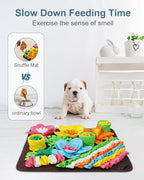 Snuffle Mat for Dogs, Pet Treats Feeding Mat, 20 x 20 inch for Medium & Large, Felt Wool Dog Feeding Mats for Slow Feed, Relieve Anxiety, with Anti-Slip Botton, Brown