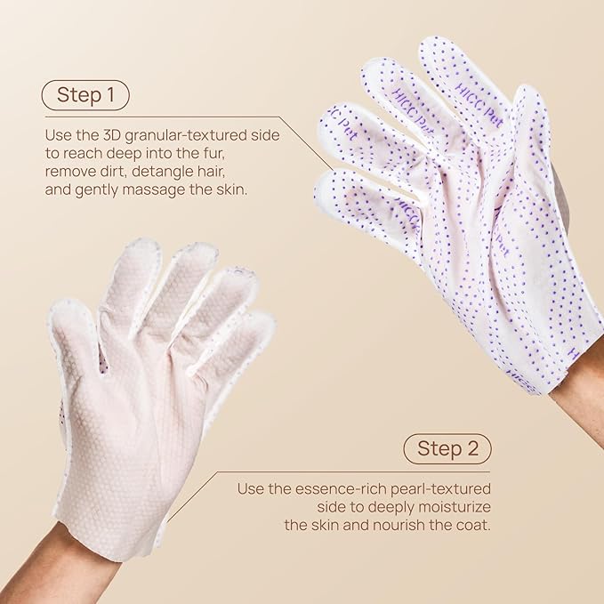 HICC PET Dog Bath Wipes Cleaning Deodorizing, Remove Dirt, Nourish Fur and Eliminate Odors, No Rinse Pet Grooming Glove Wipes for Dogs & Cats, Cleaning Wipes for Daily Care & Traveling