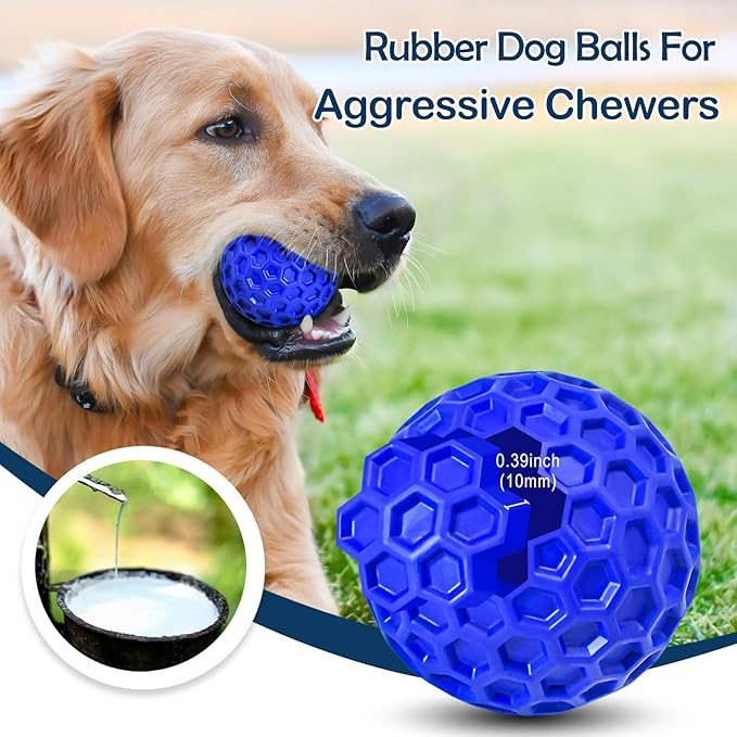 2 Pack Indestructible Squeaky Dog Balls for Aggressive Chewers, Interactive Dog Toys for Teething, Relieving Anxiety. Chew Toy for Large, Medium Breeds, Outdoor Rubber Balls.