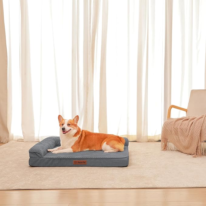 Orthopedic Dog Beds Large Sized Dog, 3 Inch Memory Foam Pet Bed for Medium and Large Dogs, Washable Removable Cover, Nonskid Bottom, Waterproof, 36x27 Inches L Dark Grey