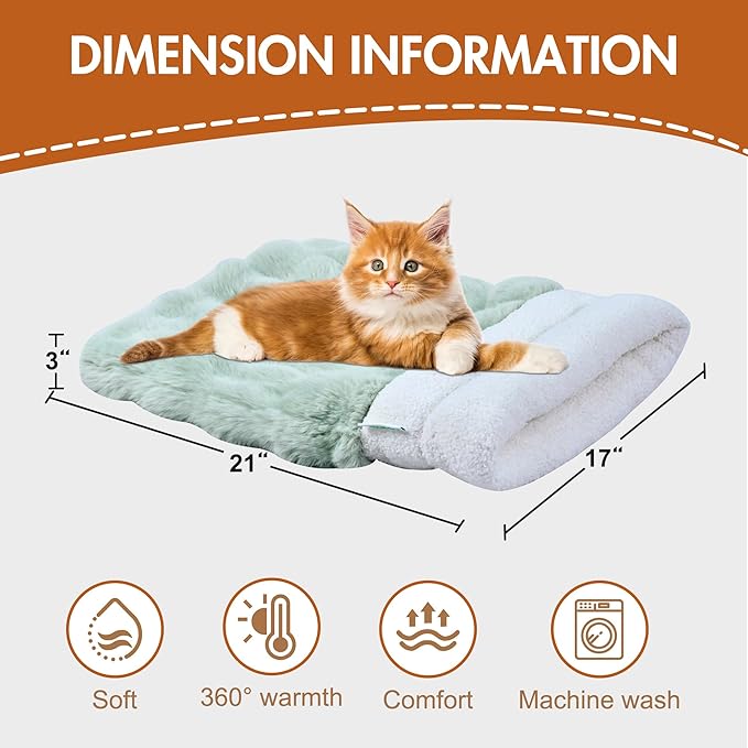 4 in 1 Self Warming Burrow Cat Bed, Pet Hideway Sleeping Cuddle Cave (Style2- Green)