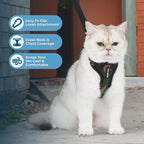 Voyager Escape-Proof Step-in Lock Cat Harness & 5ft Neoprene-Handle Leash Set All-Weather Mesh with Reflective Stitching for Small to Large Cats by Best Pet Supplies, Army/Black Trim, XS