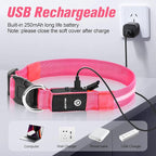 LED Dog Collar, Light Up Dog Collar, USB Rechargeable - Brightest Dog Lights for Night Walking, 6 Light Modes, Adjustable for Dog Safety(Medium, Candy Pink)
