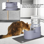 Sfozstra Automatic Gravity Water Dispenser: 5L Gray Stainless Steel Pet Bowl Waterer with Waterproof Pad - Raised Edge Water Feeder for Cats & Small Dogs Indoor/Outdoor