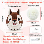 Interactive Dog Toys - Auto Bounce, Move & Vibrate with Sound, Talking Squirrel Puppy Toy for Small Medium Large Dogs, Rechargeable Durable Toy for Anxiety Relief, Boredom & Indoor Play