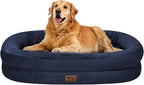Orthopedic Waterproof Large Dog Bed: Memory Foam Washable Dog Bed with Bolsters - XL Removable Washable Cover for Medium Large Sized Pet - Non-Slip Bottom - Navy