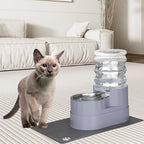 RIZZARI Automatic Pet Water Dispenser: 5L Gray Cats and Dogs Gravity Feeder - Stainless Steel Bowl - Outdoor Hiking Use