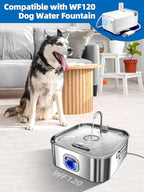 Dog Water Fountain Stainless Steel, 410oz/3.2Gal/12L Large Pet Water Fountain for Dogs, Dog Water Bowl Dispenser with Water Level Window & LED Indicator, Super Quiet for S-L Dogs and Multi-Pet (Pump)