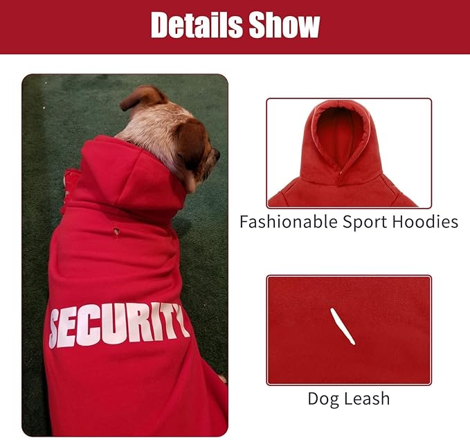 BINGPET Security Dog Hoodies Puppy Sweater Cold Weather Dog Coats Soft Brushed Fleece Pet Clothes Hooded Sweatshirt for Dog Cat
