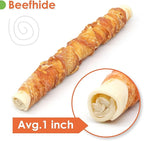 MON2SUN Dog Treats, 9 Inch Chicken Wrapped Rawhide Rolls Snacks, Teeth Cleaning and Long Lasting Chews for Medium and Large Dogs, 38.8oz (10 Count-Pack of 1)