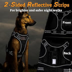 rabbitgoo Dog Harness Medium Sized No Pull, Tactical Service Pet Vest with Molle and Control Handle, Adjustable and Reflective Military Harness for Easy Walking and Training, Black, M
