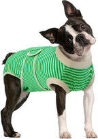 FUAMEY Dog Recovery Suit Male,Dogs Surgery Neuter Suits Puppy Spay Shirts for Female Protect Dog's Skin Anti Licking Abdominal Wounds Doggie Onesie Pet Bodysuit Alternative to Cone Green Stripes L