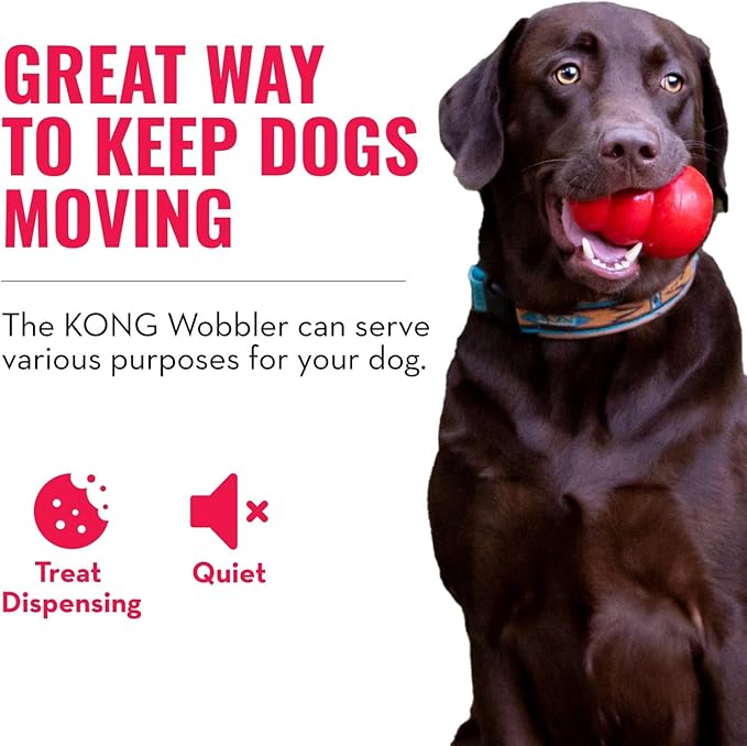 KONG Wobbler - Interactive Dog Toy for Treat Dispensing - Dog Slow Feeder for Healthy Eating - for Medium/Large Dogs