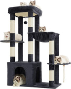 Heybly Heavy Duty Cat Tree, Tower for Indoor Cats Large Adult, Tall Cat Condo House with Extra-Large Baseboard, Multi-Level Plush Furniture with Scratching Posts, Hammock, Toy Ball, Smoky Gray HCT026G