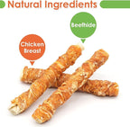 MON2SUN Dog Treats, 9 Inch Chicken Wrapped Rawhide Rolls Snacks, Teeth Cleaning and Long Lasting Chews for Medium and Large Dogs, 38.8oz (10 Count-Pack of 1)