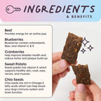 Leash & Load Dog Treats Beef Jerky Snack Bars, 5 oz Bag, Puppy and Training Treats, Natural Superfood Grain Free Made with Real Beef, Superfoods, Corn, Poultry & Soy Free