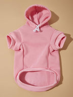 QWINEE Basic Dog Hoodie Sweatshirt Puppy Sweater Warm Cat Costumes Pet Clothes for Chihuahua Puppy Kitten Small Medium Dogs Light Pink Large