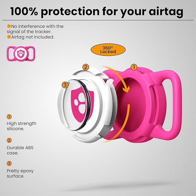 2 Pack Waterproof AirTag Dog Collar Holder for Apple Tracker Rose Red&Blue