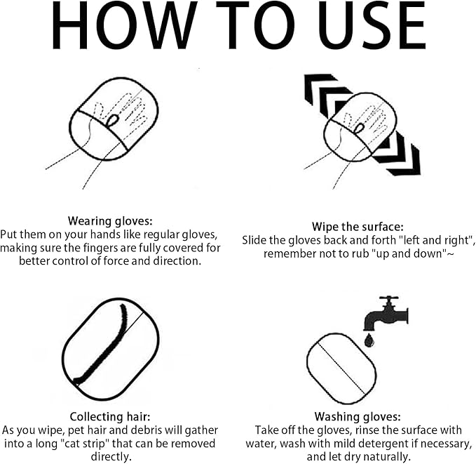 Pet Hair Removal Gloves, Pet Grooming Gloves, Electrostatic Pet Hair Remover Glove for Dogs and Cats, Pet Hair Removal Tool for Furniture, Carpet, Car Seat, Clothes (2PCS)