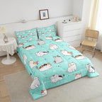 Erosebridal Girls Pink Cat Comforter King Cute Animal Bedding Set for Boys Cartoon Pet Bedding Comforters & Sets Kawaii Kitten Duvet Set for Toddlers Kids Bedroom Microfiber All Seasons Quilt Set 3pcs